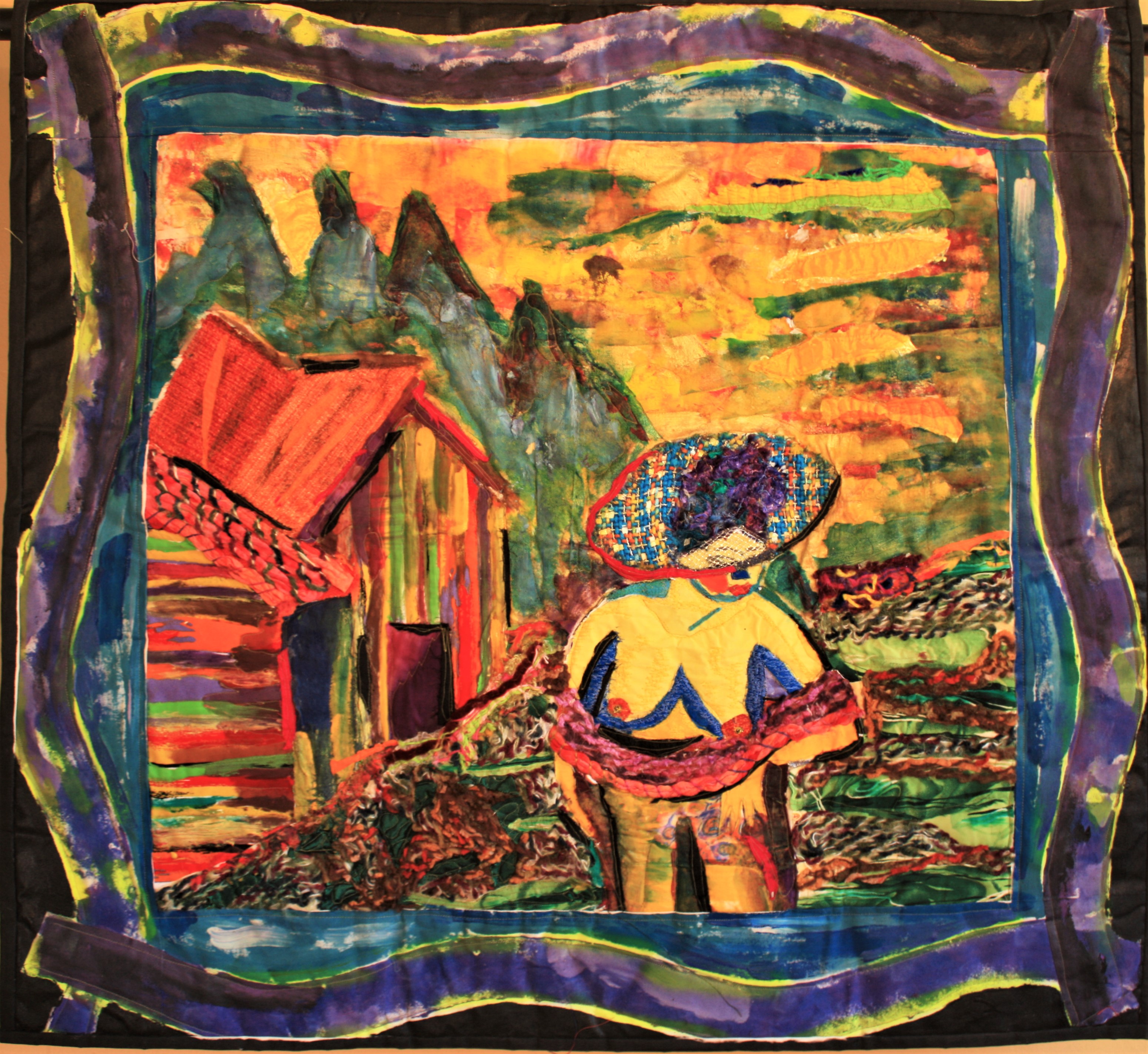 Nude in the Alps — art quilt by Enid Viljoen, fibre artist